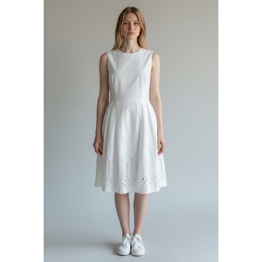 Gap Little White Dress Cotton Blend Sz 2 Sweet Preppy Twee Cruise Brunch Bridal
